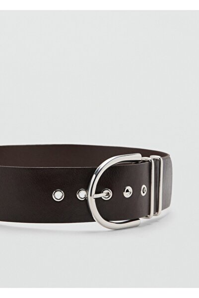 MANGO Woman Oval tokalı deri kemer