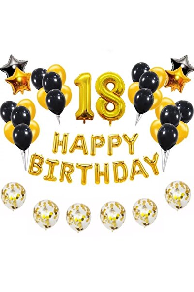 It's Party Time Σετ 44 μπαλονιών για τα 18α γενέθλια, Χρόνια Πολλά, Κομφετί, ...