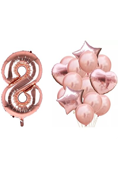 It's Party Time Set baloane aniversare numărul 8, auriu roz,