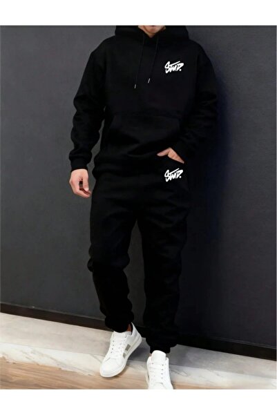 ELAN WEAR Printed Hooded Sweatshirt Set - Hooded Sweatshirt Top and Bottom Se...