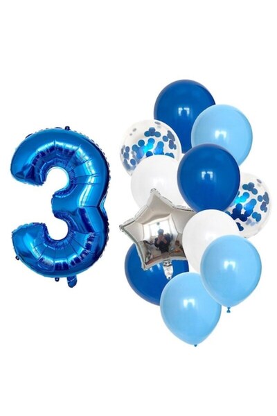 It's Party Time Set de 12 baloane de ziua de naștere pentru băiat de 3 ani, c...
