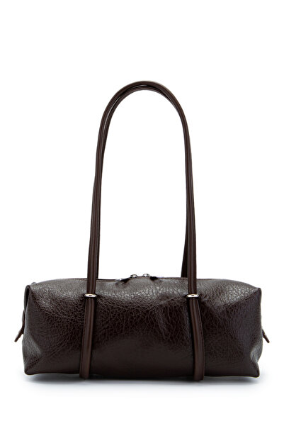 minebag Double Zipper Detailed Cylinder Women's Shoulder Bag Sophie Brown