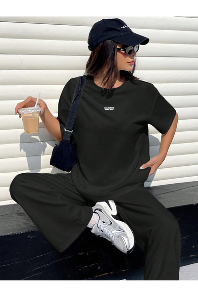 macklin Women's California Printed Oversize T-Shirt and Baggy Sweatpants - Tw...