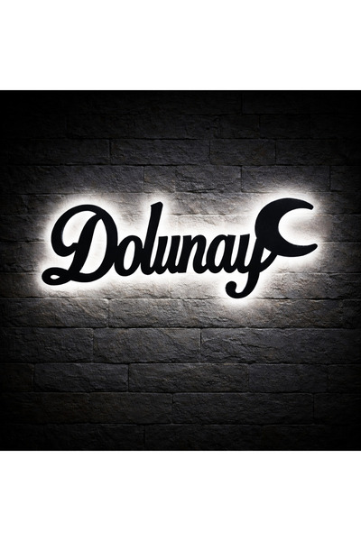 MB DEKOR ATÖLYESİ Kişiye Özel Siyah MDF LED Işıklı İsimlik – Beyaz Ledli Mode...