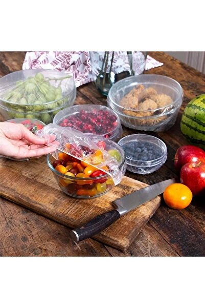NM Store 100 Adet Esnek Tencere ve Tabak Bonesi Kullan At Çok Amaçlı Yiyecek ...