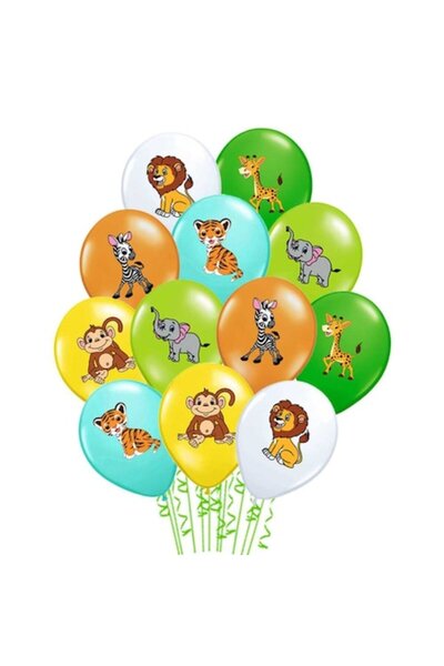 UP IN THE AIR Σετ 10 Μπαλόνια Λάτεξ με Ζώα Σαφάρι και Ζωολογικού Κήπου, 30 εκ.