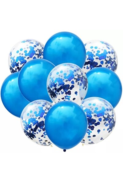 It's Party Time Set de 10 baloane confetti, culoare albastră, 30 cm,