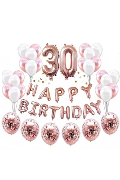 Shop Carnaval Set baloane La mulți ani, 30 de ani, auriu roz