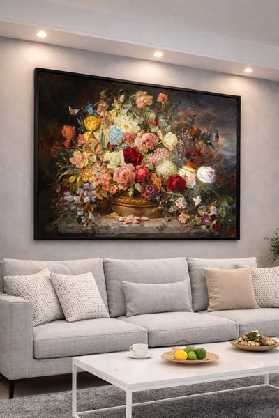 ARTAN GALLERY İtalyan Kadife Çiçekli Natürmort Duvar Tablosu | Yağlı Boya Gör...