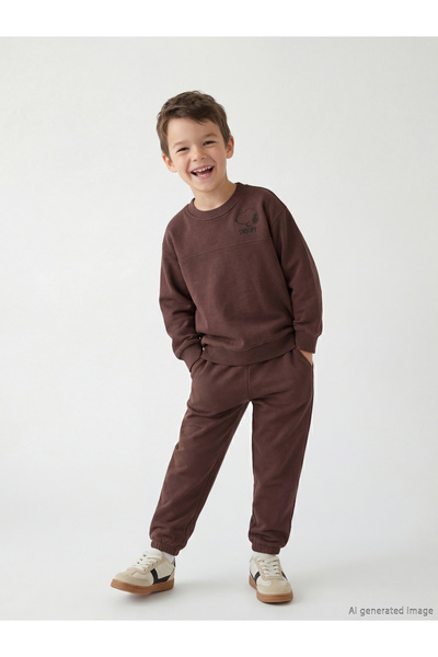 LC Waikiki Vizyon New Season Snoopy Printed Boys' Thick Sweatshirt and Sweatp...