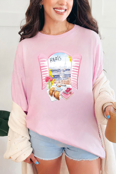 Sarah's Boutique Women's T-shirt – 100% cotton – "Windows to Paris"