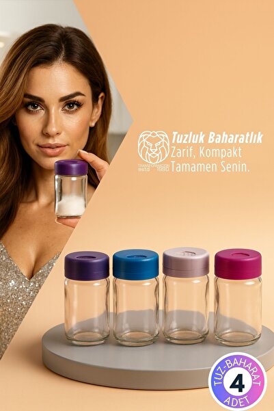 Transformacion Giulia 4-Piece Mini Glass Salt Shaker Set - 9 cm Modern Ergono...