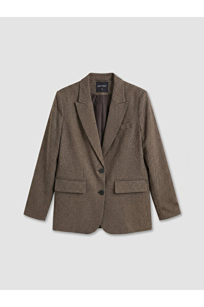 LC Waikiki GÜLİS GİYİM'DEN Kahverengi Ekose Kadın Blazer Ceket