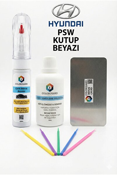 COLORGUARD Hyundai PSW Kutup Beyazı Rötuş Boyası 2 si 1 Arada İğneli Fırçalı,...