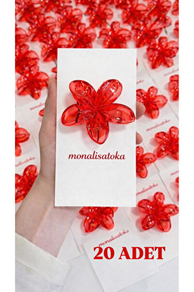 Monalisa Kadın Kırmızı Lotus Çiçeği Mandal Toka 20 Adet