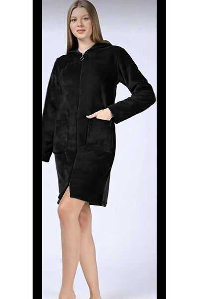 mervemoda Hooded velvet robe