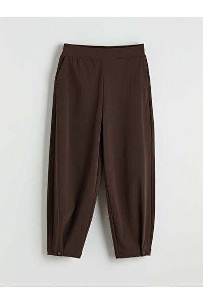 LC Waikiki LCW VisionKahverengi Beli Lastikli Dokulu Kadın Pantolon