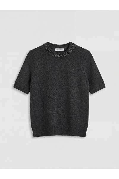 LC Waikiki سترة تريكو نسائية من GÜLİS GİYİM للموسم الجديد، بلون أنثراسايت ويا...