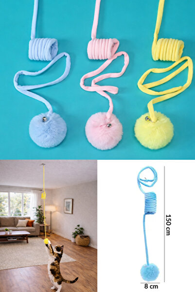 Sevpatik Kedi Oyuncağı Elastik Yaylı Yapışkanlı Asılabilir Zilli Peluş Top - ...