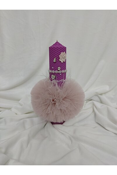 Handmade Purple baby girl baptism candle