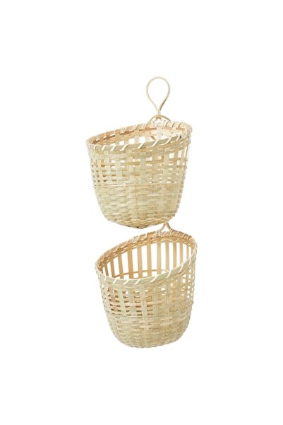 OEM Set de coșuri suspendate din bambus, lucrate manual, set de 2