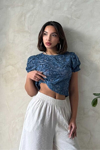 Caddebostan Moda Women's Organza Short Sleeve Stylish Blouse