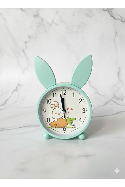 CNS GRUP Tavşan Kulaklı Pilli Çalar Saat – Dekoratif Masa & Komodin Saati & Ç...