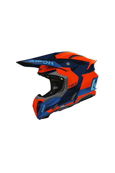 Airoh Twist 3 Fancy Turuncu Mavi Parlak Motosiklet Kaskı