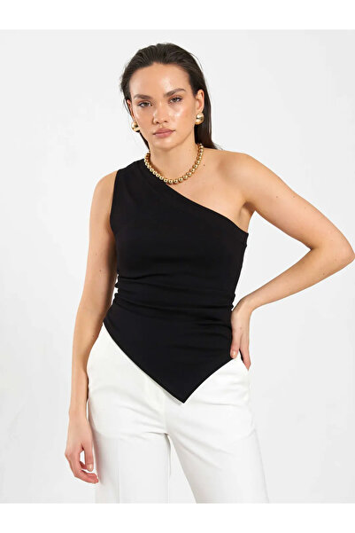 Caddebostan Moda Women's One-Shoulder Knitted Blouse Asymmetrical Cut Stylish...