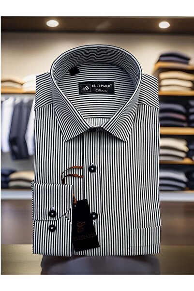 elitpark Çizgili Siyah Erkek Gömlek