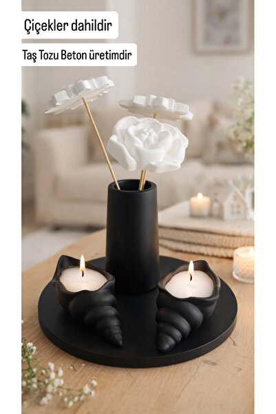 DEREN Flower Vase Set with Candle Holder Home Living Office Decor