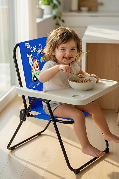 Exent Kids 2–6 Yaş, FUN CAR Katlanır Portatif Mama Sandalyesi, Tak-Çıkar Masa...