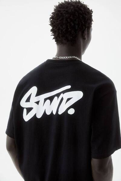 CLASSY.MODA Unisex Black Color Oversize Printed T-Shirt Streetwear Comfortabl...