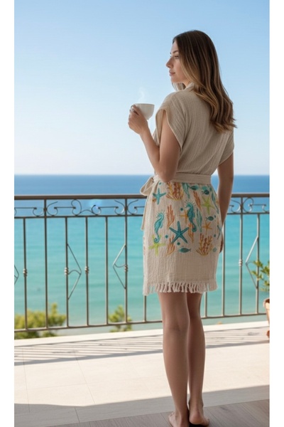 tarzQeen peştemal %100 bambu Müslin yelek sabahlık plaj havuz Marin Esintili ...