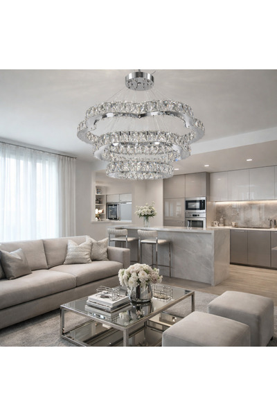 TREND 60x45x35 DİAMOND ROYALE PAPATYA GÜMÜŞ KRİSTAL AVİZE