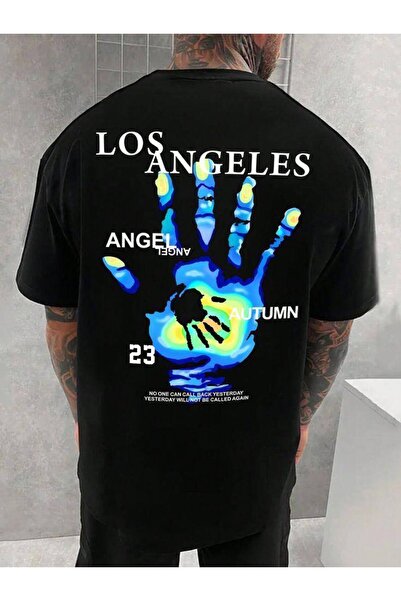 CLASSY.MODA Unisex Μαύρο Μπλουζάκι με στάμπα Oversize Streetwear Άνετη εφαρμο...