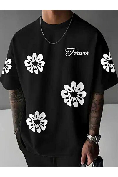 CLASSY.MODA Unisex Μαύρο Μπλουζάκι με στάμπα Oversize Streetwear Άνετη εφαρμο...