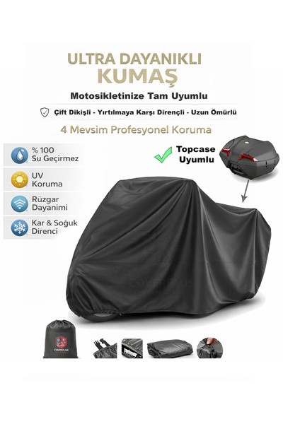 CoverPlus حقيبة خلفية متوافقة مع دراجة نارية من ماركة أورورا ماليبو (لون أسود)