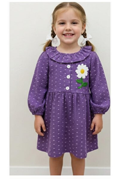 ARBİ kids Girl's Floral Printed Long-Sleeved Sweet Holiday Dress