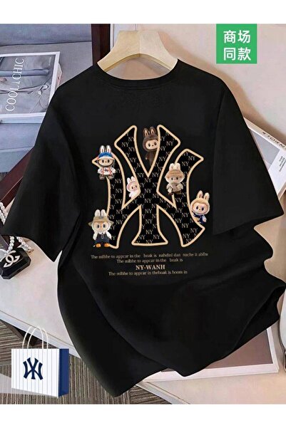 CLASSY.MODA Unisex Μαύρο Μπλουζάκι με στάμπα Oversize Streetwear Άνετη εφαρμο...