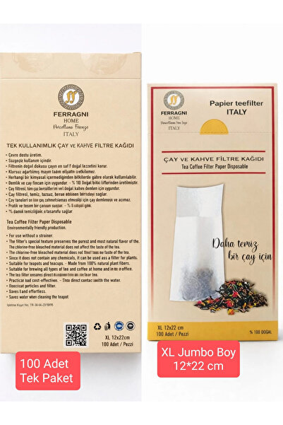Çay Demleme Filtre Kağıdı XL JUMBO BOY 12*22 cm Kutulu Tek Paket (100 Adet)