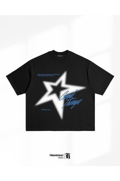 CLASSY.MODA Unisex Μαύρο Μπλουζάκι με στάμπα Oversize Streetwear Άνετη εφαρμο...