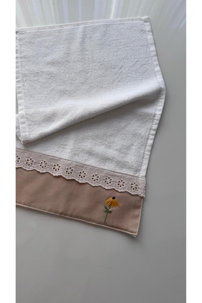 AZEQ Kitchen Apron Embroidered and Towel Set Water Repellent Oil-Repellent Cotton Bee Sunflower Embroidered Kitchen Apron