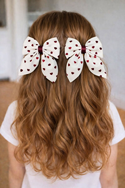 Nisankids Дівчача червоно-біла бантикова шпилька, 1 пара