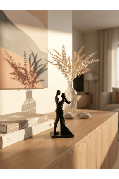 Dumledo Sonsuz Bağlılık | Evli - Sevgili Aşık Çift | Siyah Dokulu Heykel Biblo