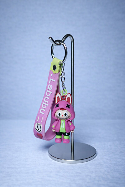 GLOW LUXE سلسلة مفاتيح وحلية حقيبة من السيليكون بتصميم شخصية لابوبو ثلاثية ال...