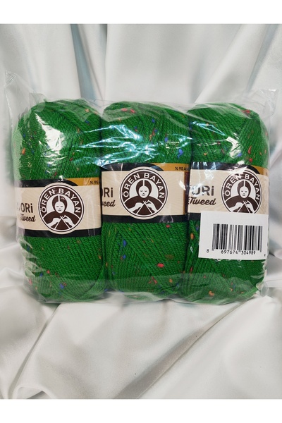 Ören Bayan FAVORİ TWEED Yeşil El Örgü İpi (3 Adet) - Renk: 120C