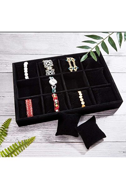 zyc 12-Compartment Wooden Baby Face Fabric Watch and Jewelry Stand - Organize...