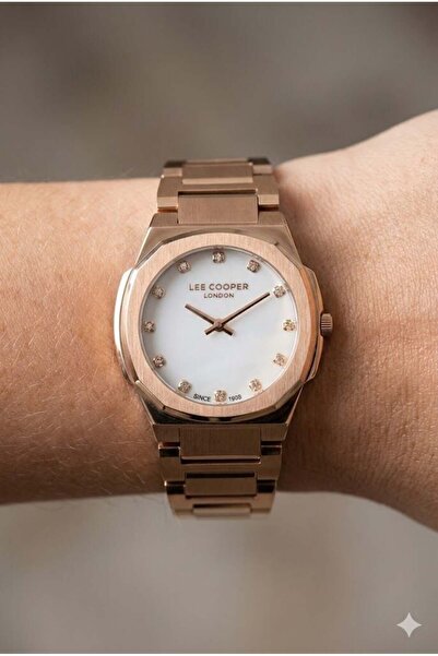 Lee Cooper Elegant Women's Wristwatch |   Pink Gold Steel Band, White Dial, 31mm