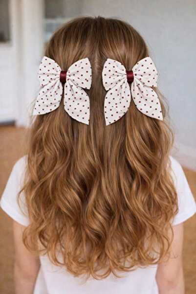 Nisankids Дівчача червоно-біла бантикова шпилька, 1 пара